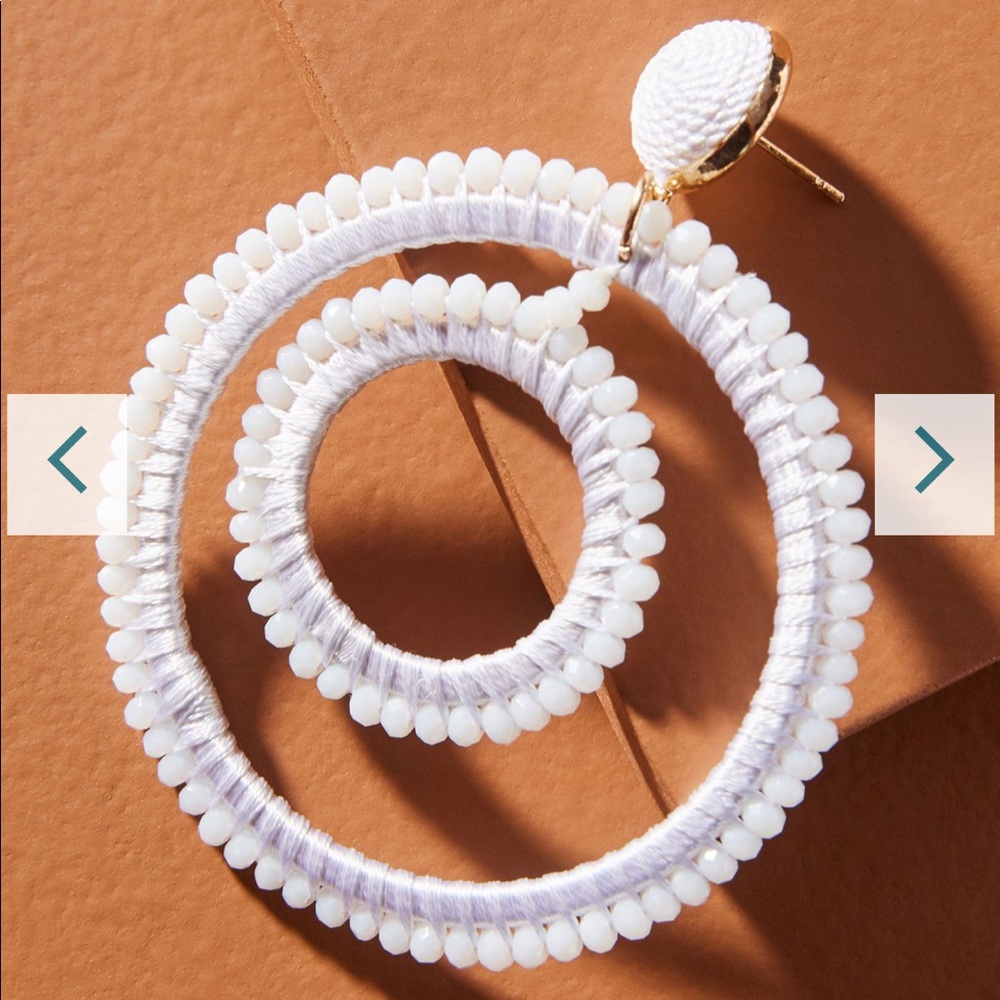 Anthropologie white beaded earrings